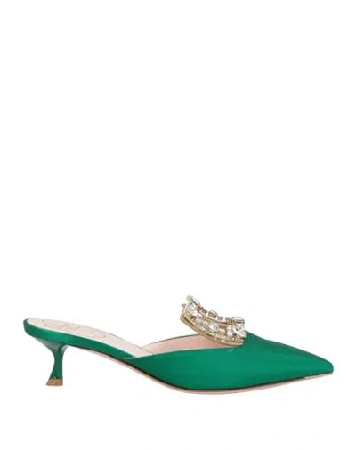 Roger Vivier Woman Mules & Clogs Emerald Green Size 5.5 Textile Fibers