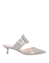 Roger Vivier Woman Mules & Clogs Grey Size 6.5 Leather In Gray