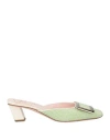Roger Vivier Woman Mules & Clogs Light Green Size 8 Textile Fibers, Leather In Green
