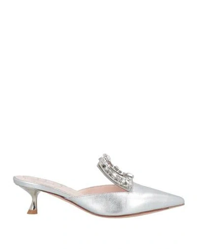 Roger Vivier Woman Mules & Clogs Silver Size 4.5 Leather