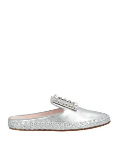 Roger Vivier Woman Mules & Clogs Silver Size 6 Leather In Animal Print