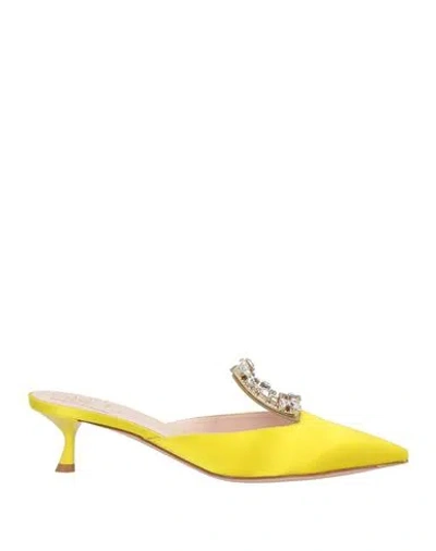 Roger Vivier Woman Mules & Clogs Yellow Size 10 Textile Fibers