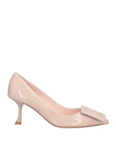 Roger Vivier Woman Pumps Beige Size 6.5 Leather In Pink