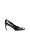 Roger Vivier Belle Vivier T.70 Black Calfskin Pumps With Metal Buckle In Black
