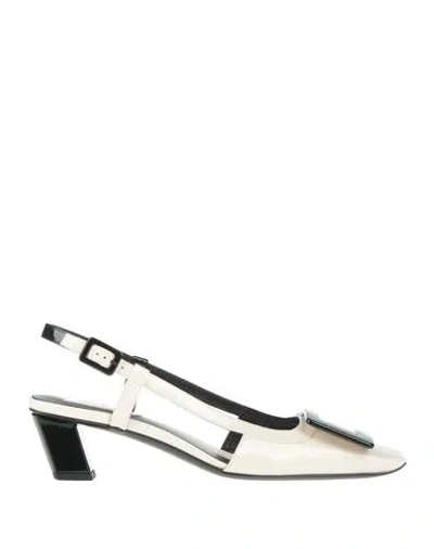 Roger Vivier Belle Vivier Leather Slingback Pumps In White