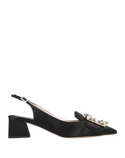 ROGER VIVIER ROGER VIVIER WOMAN PUMPS BLACK SIZE 4.5 TEXTILE FIBERS