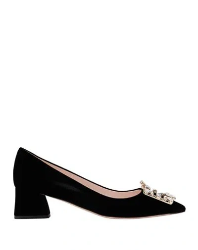 Roger Vivier Woman Pumps Black Size 9.5 Textile Fibers