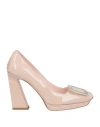 Roger Vivier Woman Pumps Blush Size 8.5 Leather In Pink
