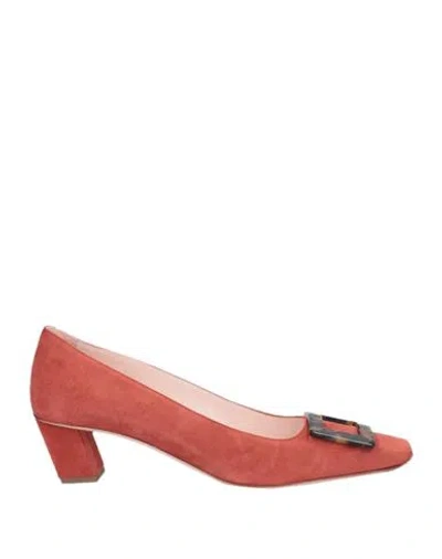 Roger Vivier Woman Pumps Brick Red Size 5 Soft Leather
