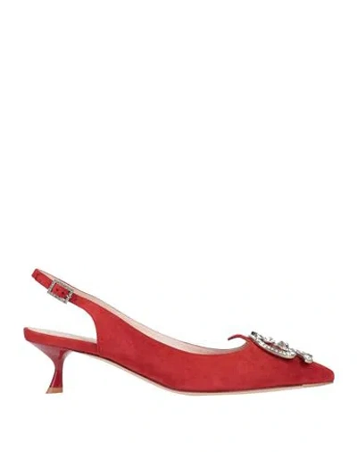Roger Vivier Woman Pumps Brick Size 7 Leather In Red