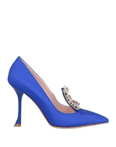 Roger Vivier Woman Pumps Bright Blue Size 8 Textile Fibers