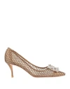 Roger Vivier Woman Pumps Bronze Size 8 Textile Fibers In Yellow