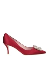 Roger Vivier Woman Pumps Burgundy Size 10 Textile Fibers In Red