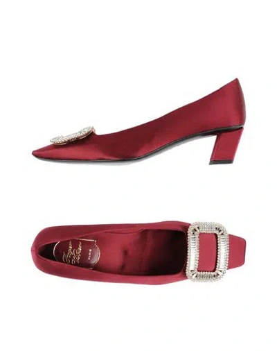 Roger Vivier Woman Pumps Burgundy Size 4.5 Textile Fibers In Red