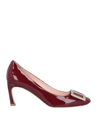 ROGER VIVIER ROGER VIVIER WOMAN PUMPS BURGUNDY SIZE 6.5 LEATHER