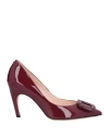 Roger Vivier Woman Pumps Burgundy Size 7.5 Leather In Red
