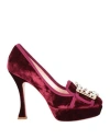 Roger Vivier Woman Pumps Burgundy Size 8 Textile Fibers In Burgundy