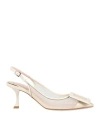Roger Vivier Woman Pumps Cream Size 6 Textile Fibers, Leather In Pink