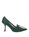 Roger Vivier Woman Pumps Dark Green Size 4.5 Textile Fibers