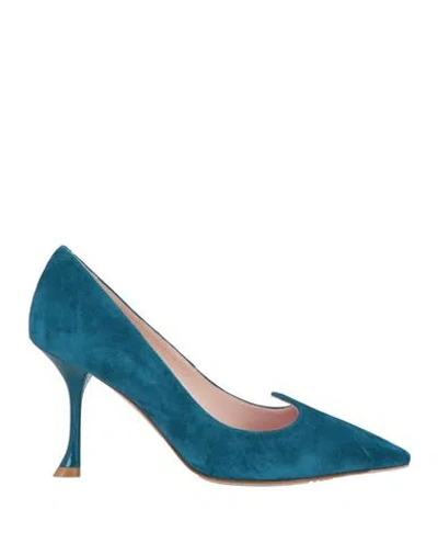 Roger Vivier Woman Pumps Deep Teal Size 7.5 Leather In Blue