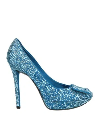 Roger Vivier Woman Pumps Deep Teal Size 8 Textile Fibers In Blue