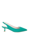 Roger Vivier Woman Pumps Emerald Green Size 6 Leather In Blue