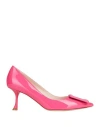 Roger Vivier Woman Pumps Fuchsia Size 10 Soft Leather In Pink