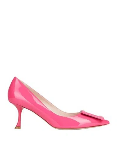 Roger Vivier Woman Pumps Fuchsia Size 10 Soft Leather In Pink