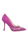 Roger Vivier Woman Pumps Fuchsia Size 11 Leather In Black