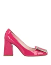 Roger Vivier Woman Pumps Fuchsia Size 8 Leather In Pink