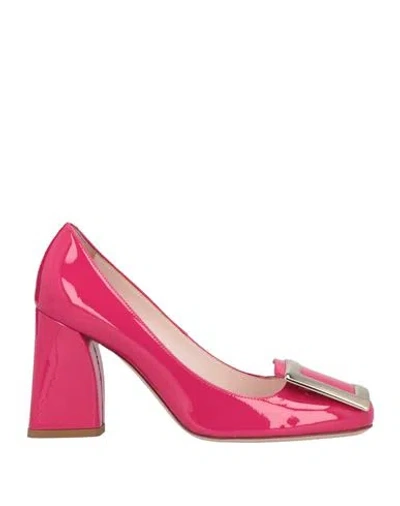 Roger Vivier Woman Pumps Fuchsia Size 8 Leather In Pink