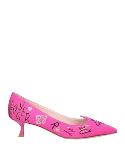Roger Vivier Woman Pumps Fuchsia Size 8 Textile Fibers In Pink