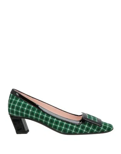 Roger Vivier Woman Pumps Green Size 7 Textile Fibers, Leather