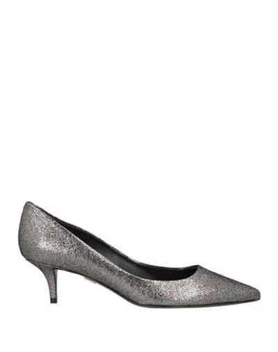 Roger Vivier Woman Pumps Gunmetal Size 7 Leather In Gray
