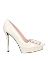 Roger Vivier Woman Pumps Ivory Size 7.5 Leather In White
