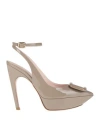 Roger Vivier Woman Pumps Khaki Size 7.5 Leather