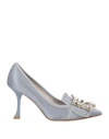 Roger Vivier Woman Pumps Light Blue Size 5 Textile Fibers In Gray