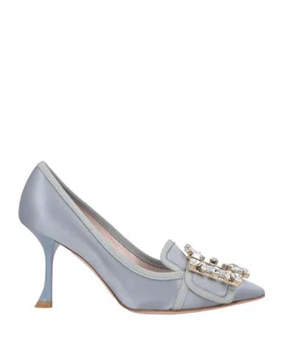 Roger Vivier Woman Pumps Light Blue Size 5 Textile Fibers In Gray