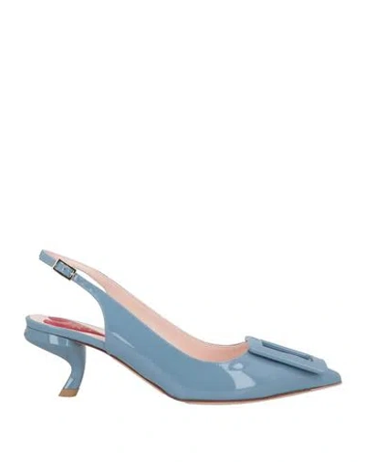 Roger Vivier Woman Pumps Light Blue Size 6.5 Leather