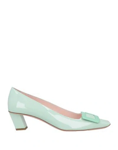 Roger Vivier Woman Pumps Light Green Size 11 Leather
