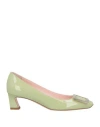 Roger Vivier Woman Pumps Light Green Size 6.5 Leather In Green