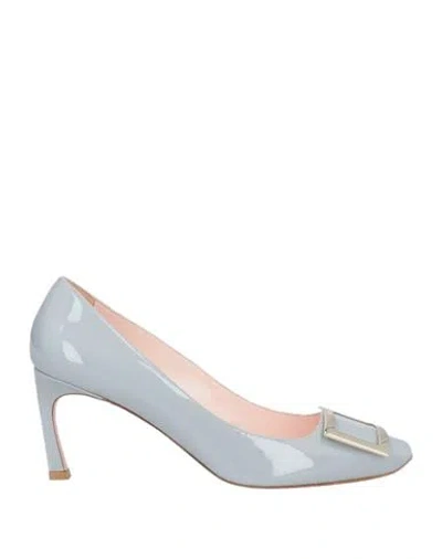 ROGER VIVIER ROGER VIVIER WOMAN PUMPS LIGHT GREY SIZE 11.5 LEATHER