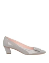 Roger Vivier Woman Pumps Light Grey Size 12 Leather In Gray