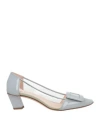 Roger Vivier Woman Pumps Light Grey Size 5.5 Soft Leather In Gray