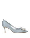 Roger Vivier Woman Pumps Light Grey Size 5.5 Textile Fibers In Gray