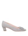 Roger Vivier Woman Pumps Light Grey Size 7.5 Leather In Multi