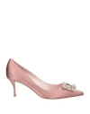 Roger Vivier Flower Strass 65 Satin Pumps In Pink