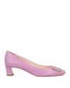 Roger Vivier Woman Pumps Lilac Size 5 Leather In Purple