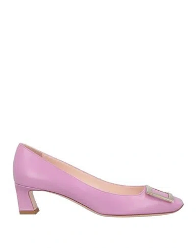 Roger Vivier Woman Pumps Lilac Size 5 Leather In Purple