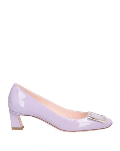 Roger Vivier Woman Pumps Lilac Size 6 Soft Leather